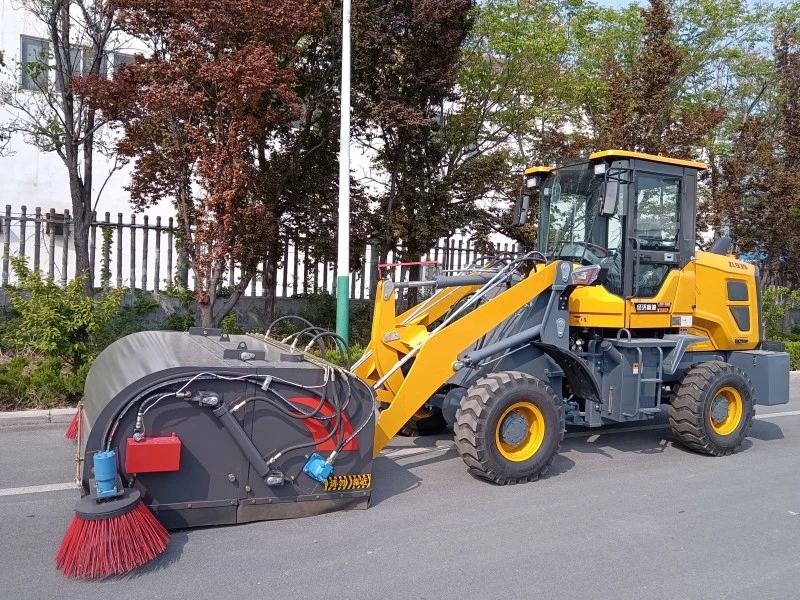 Loader sweeper in operation
