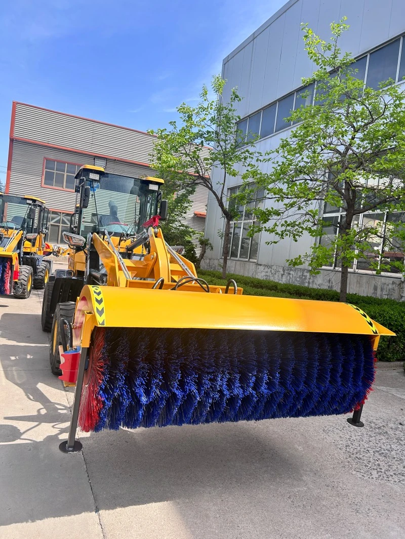 Loader Mounted Snow Sweeper on site