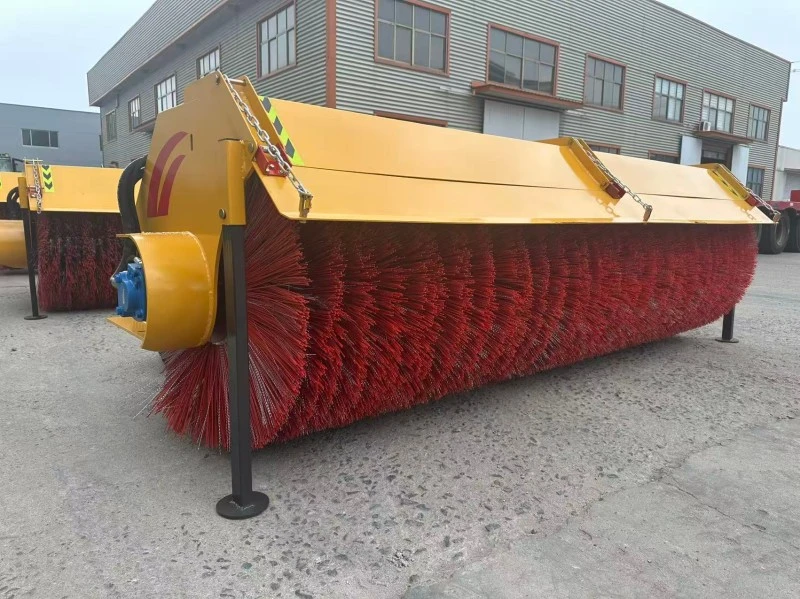 Vehicle-mounted snow rotary brush in operation